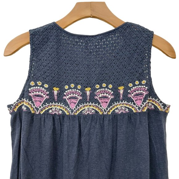 Anthropologie Akemi + Kin Womens Top M Sleeveless Tassels String Embroidery Blue - Picture 4 of 9